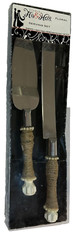 Studio His & Hers Wedding Cake Serving Utensil Set Stainless Steel w/Pearls NEW!