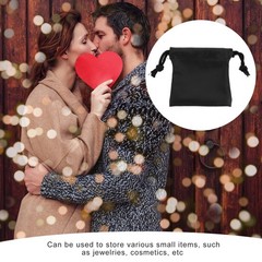 6Pcs Reusable PU Drawstring Bags Waterproof Jewelry Storage Compact Black
