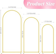 Versatile Gold Metal Arch Stand Set for Weddings & Parties – 6FT, 5FT, 4FT