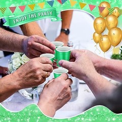 100 Pack 2 oz Plastic Shot Cups – Mini Disposable Glasses – Green