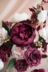 Ling’s Moment Marsala Artificial Flowers Box Set for DIY Wedding Bouquets Cen…