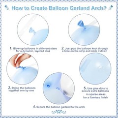 Dusty Balloon Arch Kit,145pcs Denim Light and White Balloons Garland Kits Blue
