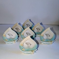 Nautical Beach Small Blue Frame Ideal Wedding / Banquet Table Marker Lot Of 7