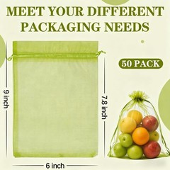 50pcs Organza Mesh Gift Bags 6×9 Inches Drawstring for Jewelry Wedding Decor