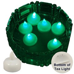 NEW 6 Green Led Floating Floral Tea Light Candle for Wedding Centerpiece Decor