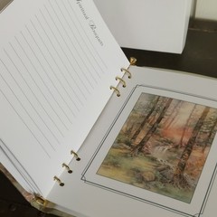 Lena Liu Floral Funeral Guest Book Memorial Register Blue Iris 10×8 6Ring Binder