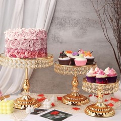 12 Pcs Gold Cake Stand Set Cake Display W/ Crystal Edge & Cupcake Display Tray