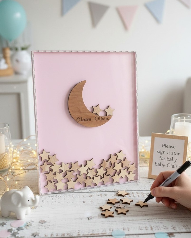 Wedding Guest Book, Baby Shower Gift, Wedding Guest Book Alternative, Star Theme