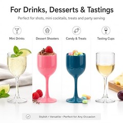 12 Pack 2 oz Clear Plastic Wine Glasses with Stem – Mini Wine 12 Pcs