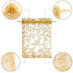 Staruby Organza Gift Bags 100Pcs Gold 1 count (Pack of 100) 5×7 INCH 100pcs