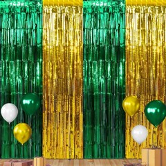 3Pack 3.3Ft x 6.6Ft Graduation Foil Fringe Curtain Backdrop Decorations, Gree…