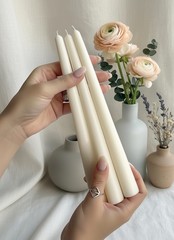 Homeology 10″ Classic Taper Candles, Ivory, 4-Pack, 7-8 Hours Long 4PK, Ivory