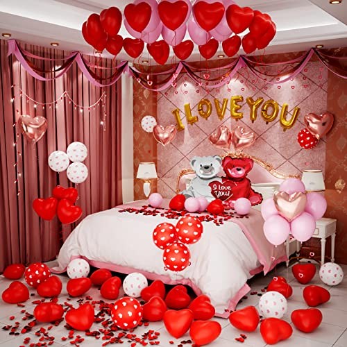 Valentines Balloons Kit with I Love You Balloons Heart Balloon Bear Balloon
