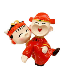 Chinese Couple Figurine Style Resin Bride And Groom Wedding Cake Topper Decors
