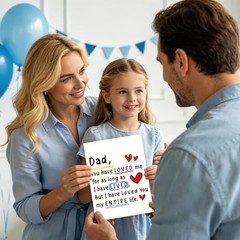 Fathers Day Card Gift for Dad from Daughter Son, Minimalist Premium AT-388