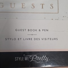 Style Me Pretty Guest Book & Pen Set White/Gold Modern, Model 56708