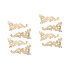 2 PCS Wooden Chips Carving Woodcraft Appliques Decals for Furniture