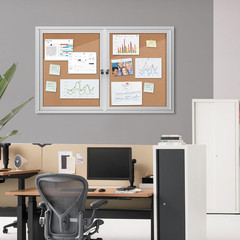 48″X30″ Enclosed Bulletin Board, Outdoor Lockable Weather-Resistant Aluminum Cor