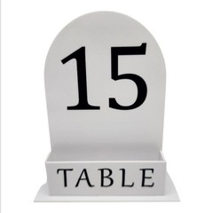 Wedding Table Numbers w/ Stands 1-15, 5×7 Acrylic Display White Arch w/ Menu Bay