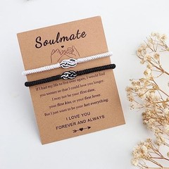 Matching Bracelets for Couples Anniversary Couple Gift Soulmate(White & Black)