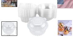 Sturdy 50-Count Plastic Cupcake Holders with Clamshell Seal for Fresh Desserts
