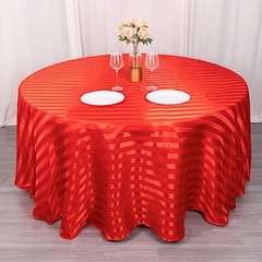 Balsa Circle 120 in Red Stripes Satin Round Tablecloth 120″ (Round),