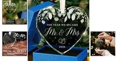 Heart-Shaped Just Married Ornament 2026 | Perfect First Christmas Gift