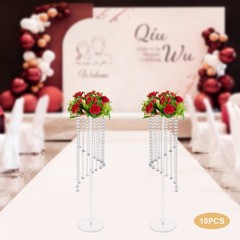10PCS 80cm/31.5in Wedding Flower Vase Clear Acrylic Floral Stand for Table