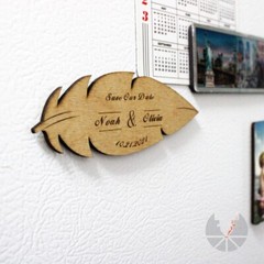 Feather Wood Save the Date Magnets 4 x1.5 in Personalized Wedding Save the Date