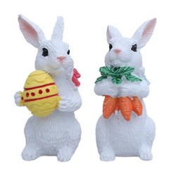 Resin Easter Rabbit Figurines White Pair 2.5 3 6.5cm Festive Home Decor