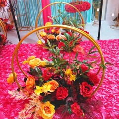 Round Metal Flower Stand Wedding Load 5kg Decoration Stand Spacious Display Area