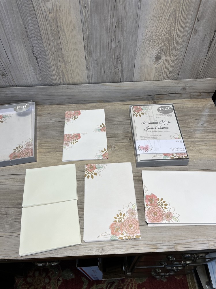 Studio His&Hers 50 Count Floral Wedding Invitations with envelopes & reply cards