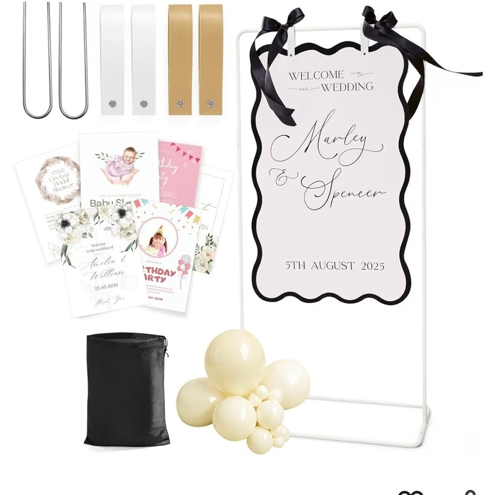 Wedding Welcome Sign Stand, Welcome to Our Wedding Sign Holder, White Easel Stan
