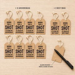 Groomsmen Proposal Gift Hang Tags Set of 10 | 8 Will You Be My Groomsman + 2 Wil