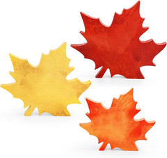 Whaline 3 Pcs Fall Leaves Wooden Signs Retro Maple Leaves Table Centerpieces
