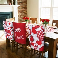 6 Pcs Valentines Day Chair Covers Valentines Dining Chair Back Love Heart