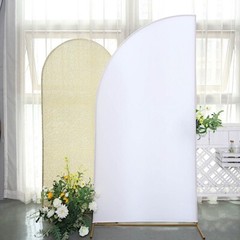 7 ft x 3 ft WHITE Matte Fitted Spandex Half Moon Arch Stand Cover Wedding