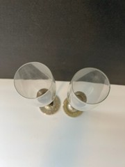 Wedding Toasting Flutes Champagne Glasses Silver Stems with Rhinestones