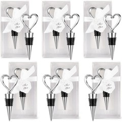 Ferraycle 30 Pcs Heart Wine Stoppers Wedding Bridal Shower Favor for Silver