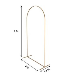 5 ft GOLD Round Top Metal Floral Display Frame Arch BACKDROP STAND Party Events