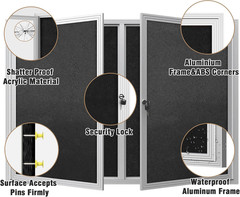 48″X34″ Enclosed Bulletin Board, Outdoor Lockable Weather-Resistant Aluminum Cor