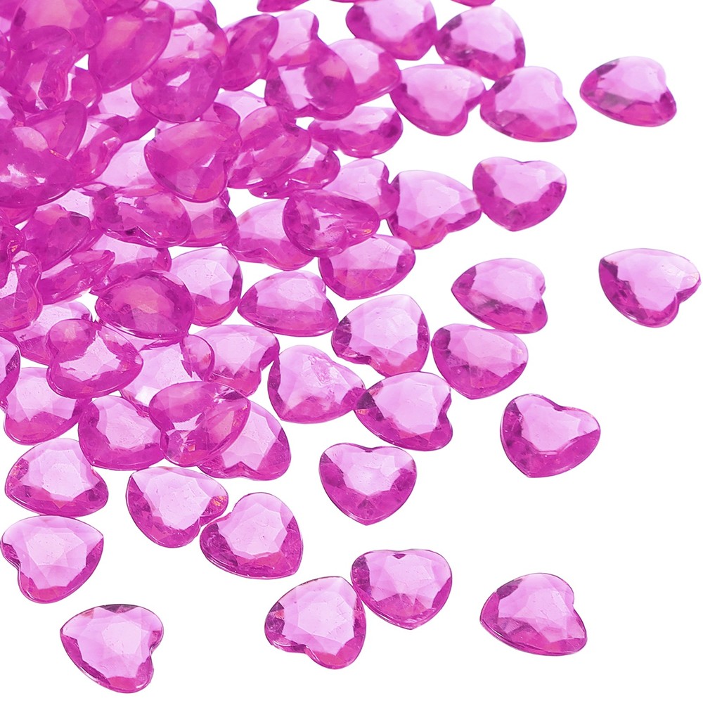 250Pcs Acrylic Heart Gems Heart Shaped Bauble Vase Fillers Ornaments Rose Red