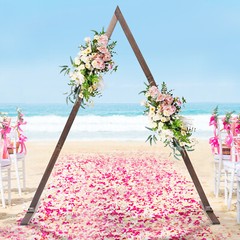 Wood Wedding Arch Polygonal Ceremony Arch Backdrop Flower Stand 7/7.2/7.6/8.2FT