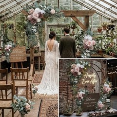 Wedding Arch Swag, White Pink Rose Eucalyptus Greenery Arrangement