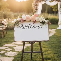 Weather Resistant Faux Floral Wedding Arch Sign Decor Ceremony Backdrop