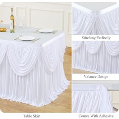 gogoparti White Tutu Table Skirts 108″ x 30″ (Rectangular), Classical