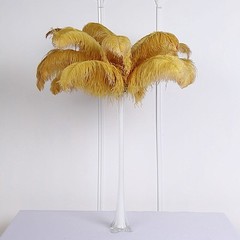 12 pcs 24-26″ long Gold Genuine Ostrich FEATHERS Wedding Party Centerpieces