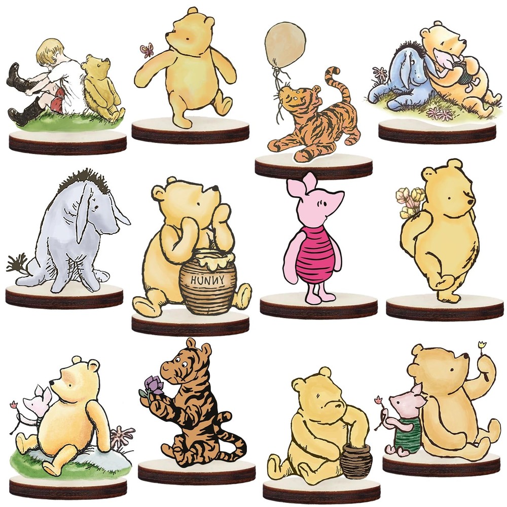 Winnie Centerpieces for Baby Shower Decorations Classic Wood Multi Color