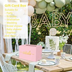 Light Pink and Gold Foil Card Box For Wedding Birthday Party Gift Box