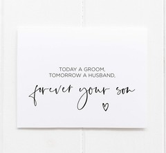 Groom, Husband, Forever Your Son Wedding Day Card Gift for Parents Black Ink